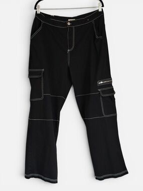 Rachel Paige Black Wide Leg Cargo Pants